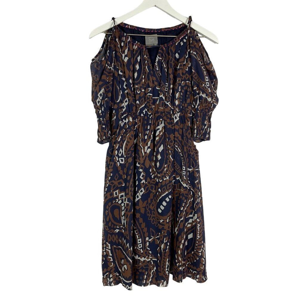 Anthropologie | Vanessa Virginia Women's Cold Shoulder Dress Size 2 100% Cotton